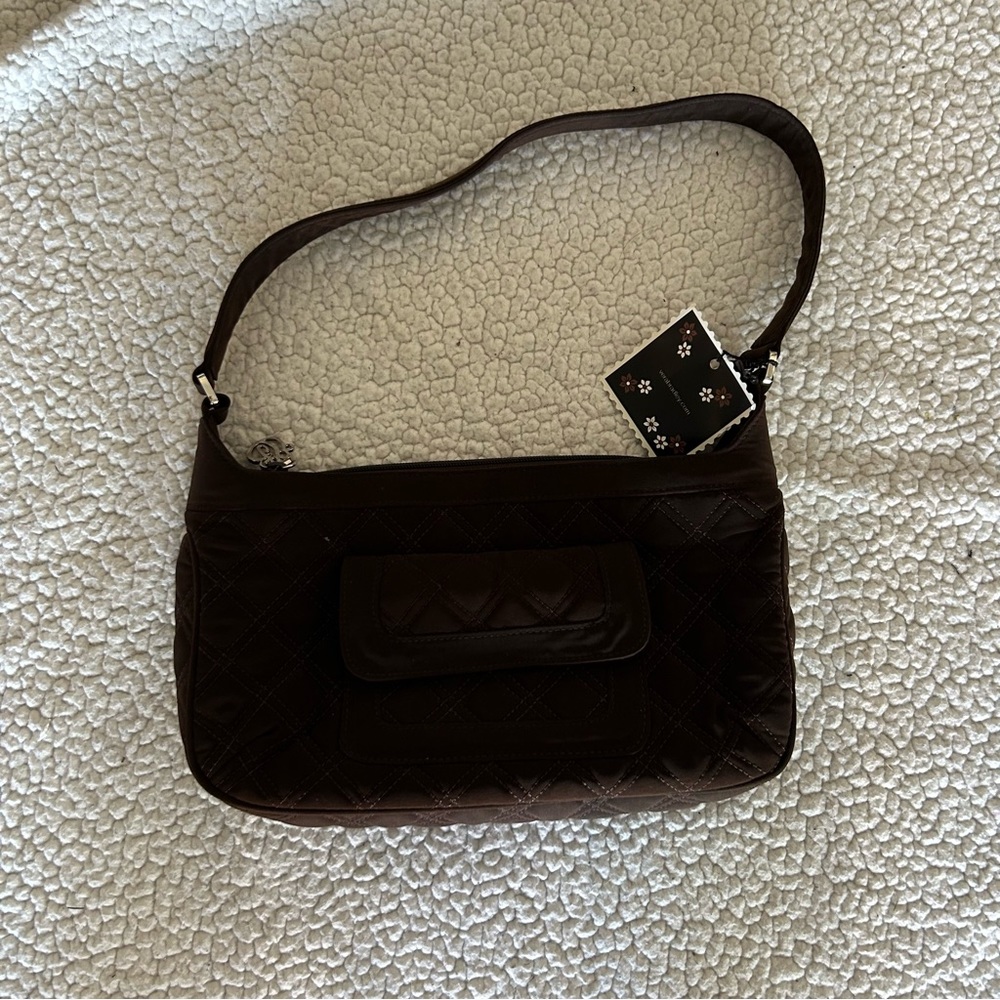 Vera Bradley Shoulder Bag Brown Microfiber Floral NWT New with tags